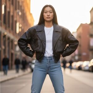 Women's Black 80’s Chia Leather Jacket